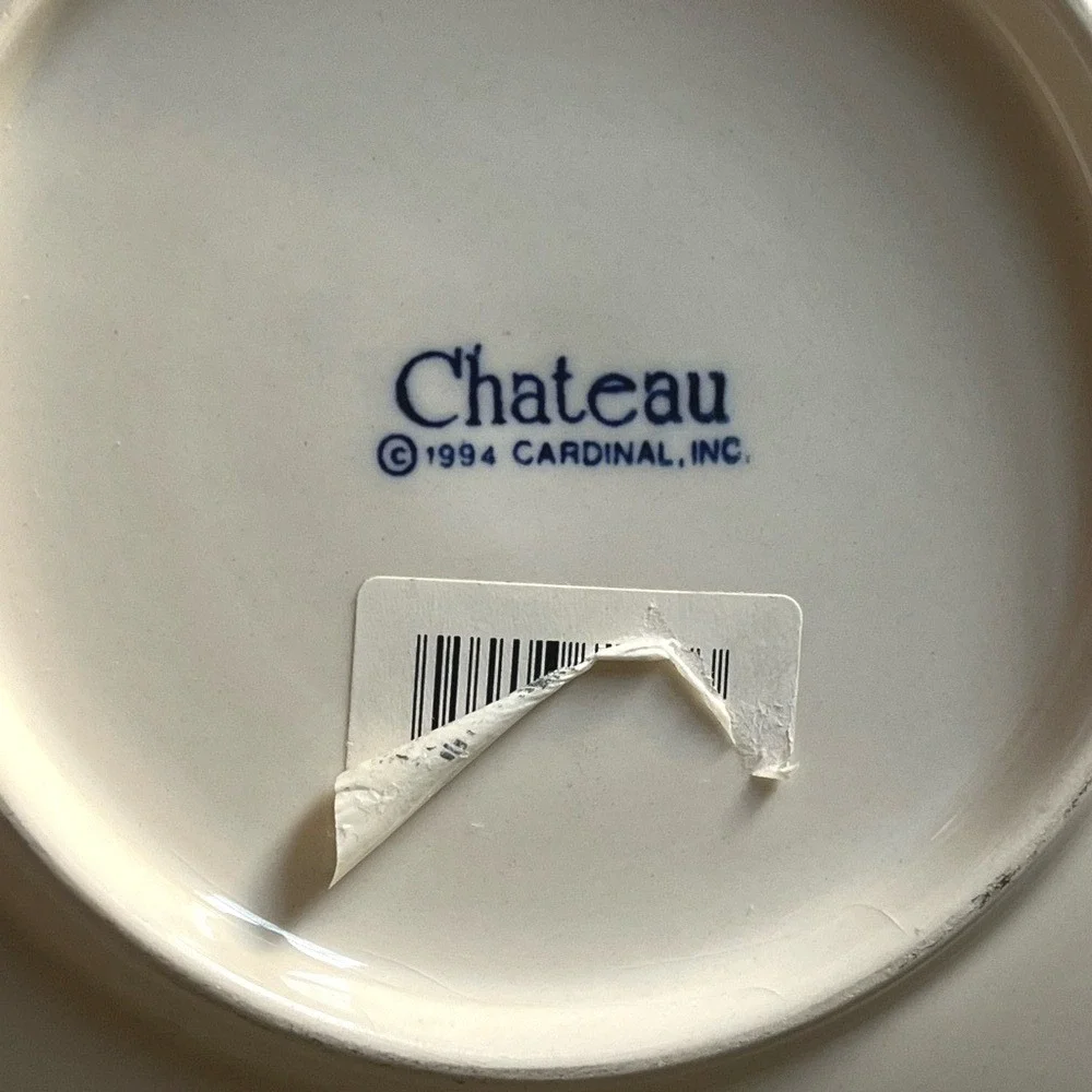 Vintage 1994 Cardinal Inc Chateau Cherry Butterfly Blue White Ceramic Plate 8